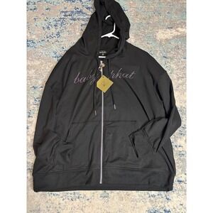 Baby Phat Rhinestone Logo Full Zip Hoodie Black Women's Plus 2X NWT